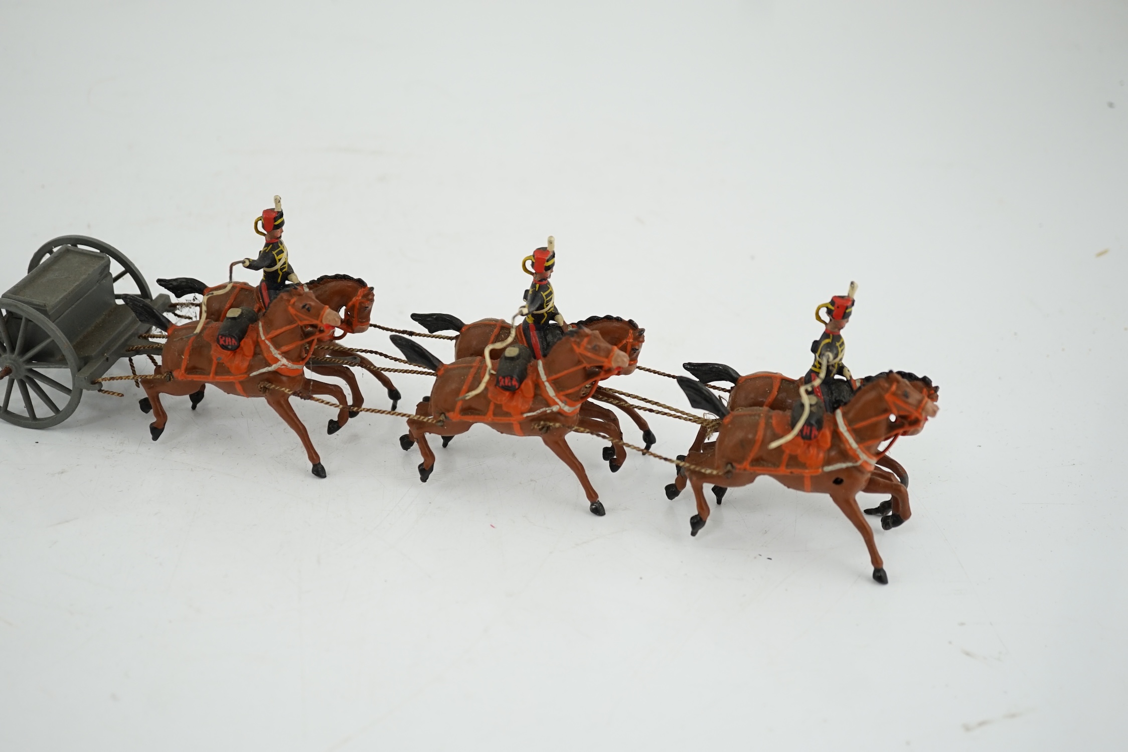 A 1920s Britains Royal Horse Artillery gun team (from set 39)